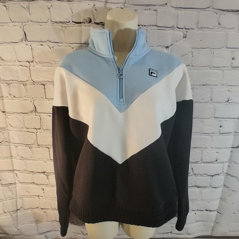 Vintage Fila Women's Fleece Quarter Zip Pullover Med.